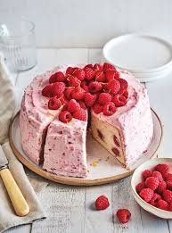 Raspberry Angelfood Cake w/ Raspberry Sauce